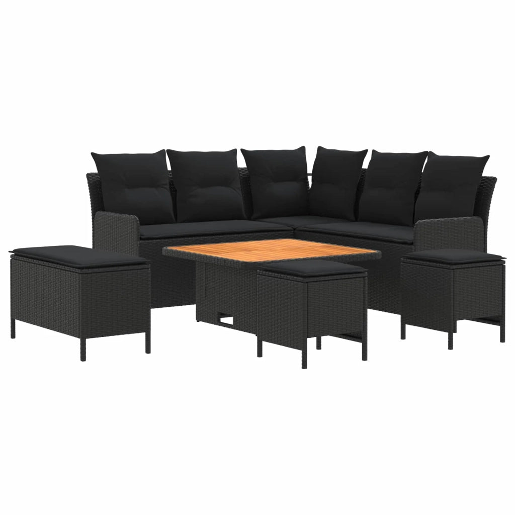 Set di Mobili con cuscino 7 pcs Nero Rattan in PE 3422209