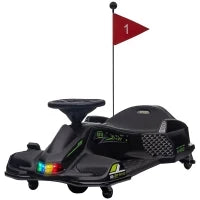 Go Kart Elettrico per Bambini 8-12 Anni Velocità 3-8 km/h per Drifting con Luci e Musica, Nero