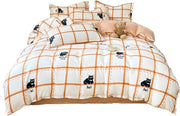 Set di coperte con chiusura a cerniera pratica lavabile in macchina - a strisce bianco-arancio - animali da pelliccia - 1 coperta 150 x 200 cm + 1 lenzuolo 200 x 230 cm + 2 cuscini