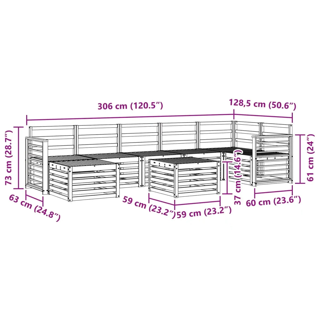 Set di divani da esterno 8 pcs Bianco 59 x 59 x 37 cm 3392244
