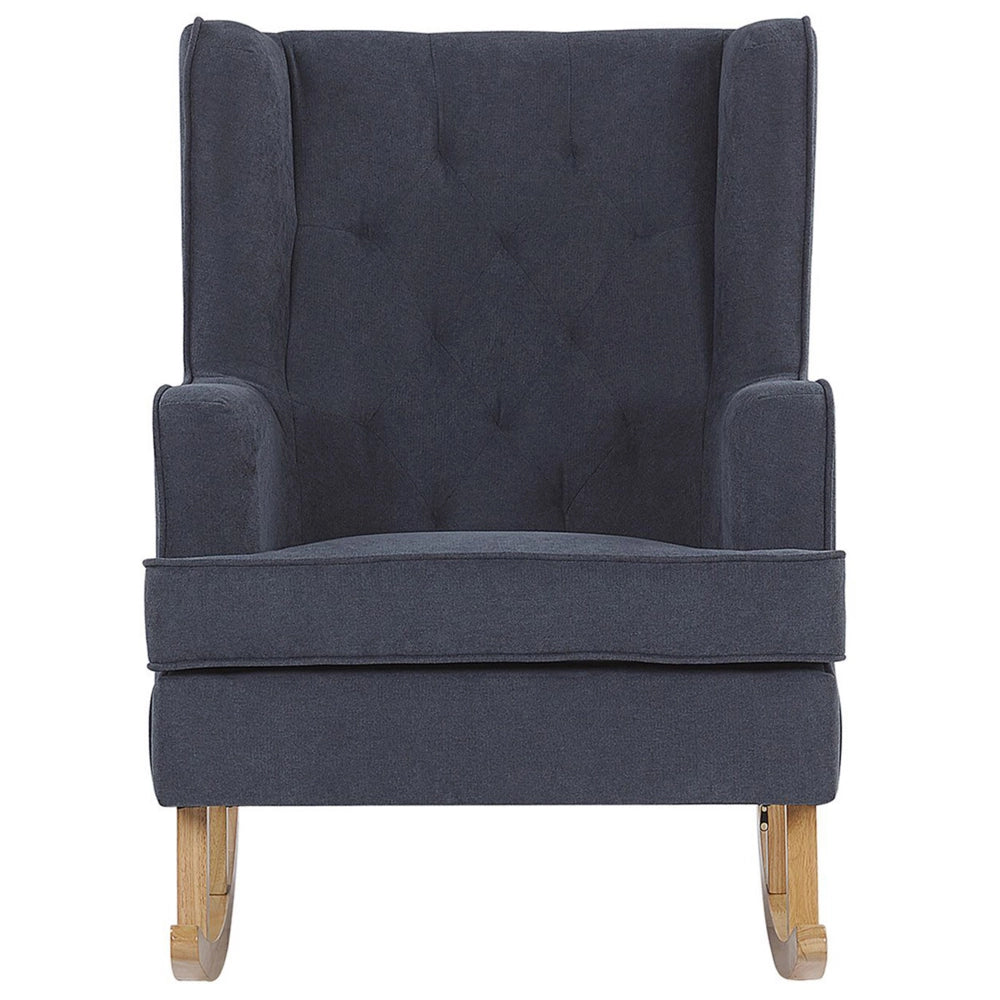 Sedia a Dondolo in Tessuto di colore Grigio in Solido Legno Stile Classico Moderno
