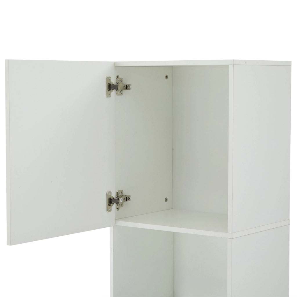 Vetrina alta bianca lucida 45x35x160 cm con LED; ripiani in vetro temperato; truciolare