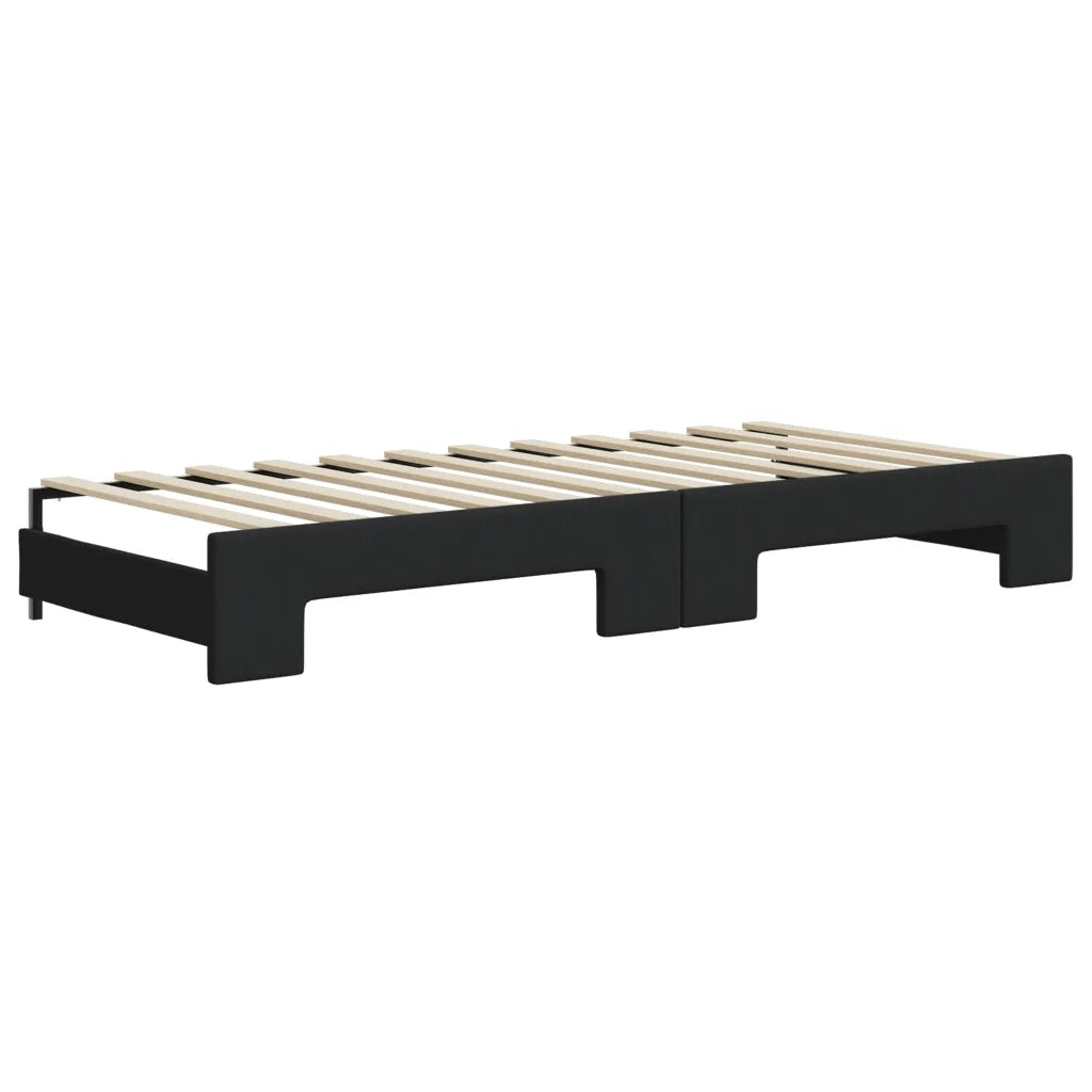 Divano Letto Estraibile con Cassetti-Sofa Letto-Daybed Nero 90x200 cm in Tessuto 581744
