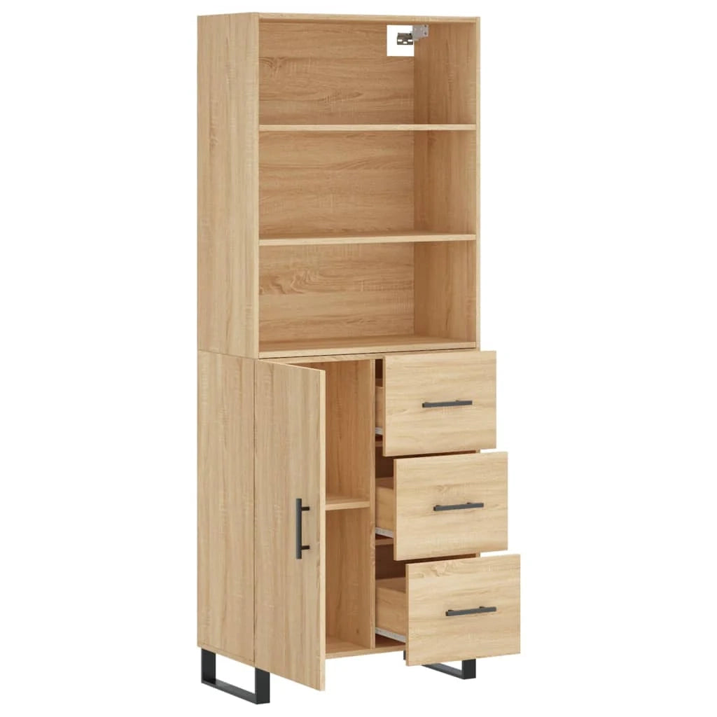 Buffet credenza cassettiera armadio mobile contenitore organizer cucina soggiorno salotto rovere Sonoma alto 69,5 x 34 x 180 cm legno ingegnerizzato marrone 02_0034108