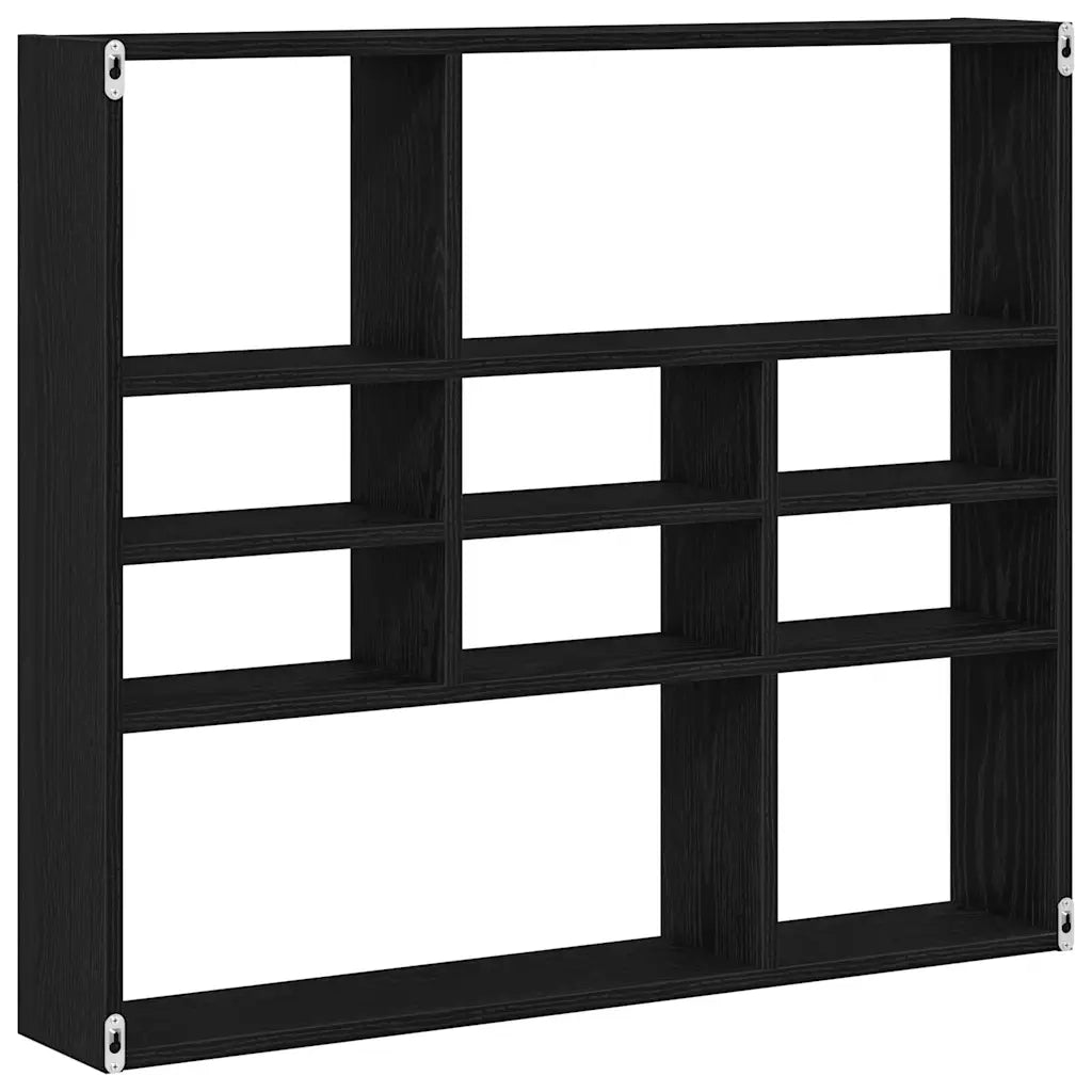 Scaffale a Parete Rovere Nero 90x16x78 cm Legno Multistrato 862510