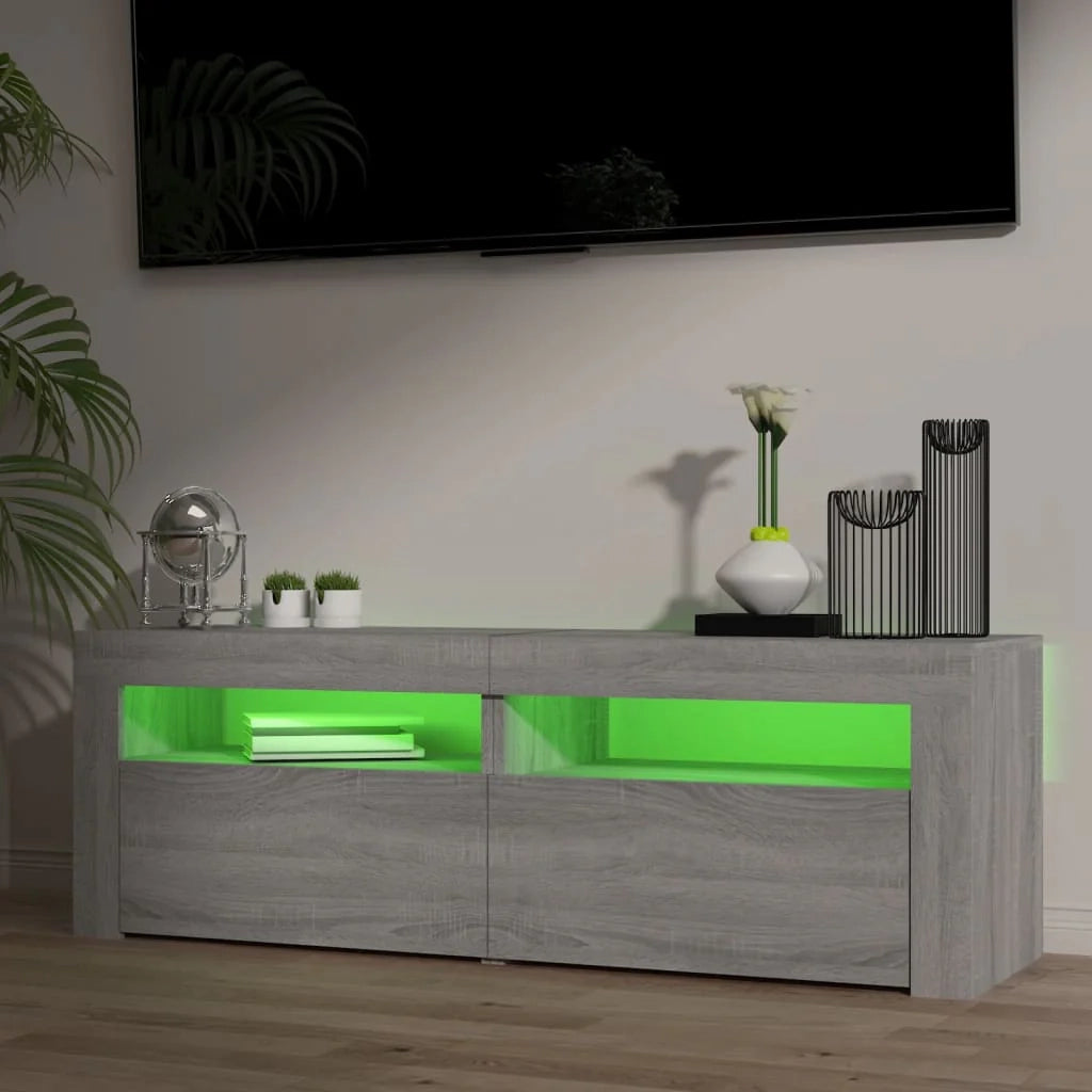 Mobile TV multimediale mensola TV credenza mobile TV sala da pranzo soggiorno camera da letto con luci LED Sonoma 120 x 35 x 40 cm grigio 02_0026799