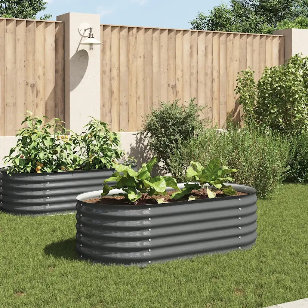 Letto Rialzato Giardino 160x80x44 cm in Acciaio Zincato Grigio 45529