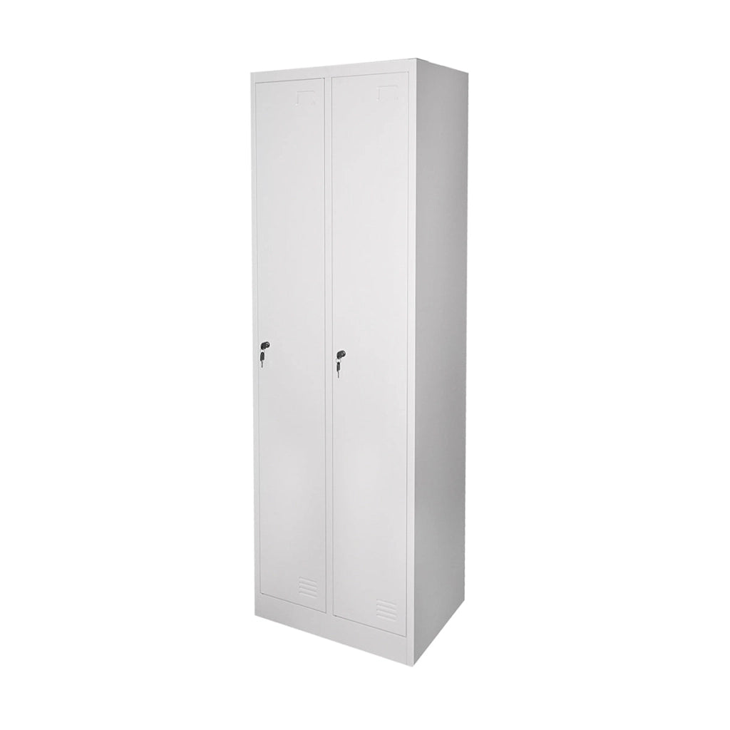 Armadio metallico doppio tipo spogliatoio 1800x600x450mm con 2 ante sicure, ripiano e barra, grigio Breckner Germany