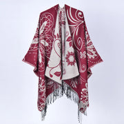 Nuovo scialle con nappe jacquard e motivo paisley - Elegante e caldo scialle con nappe