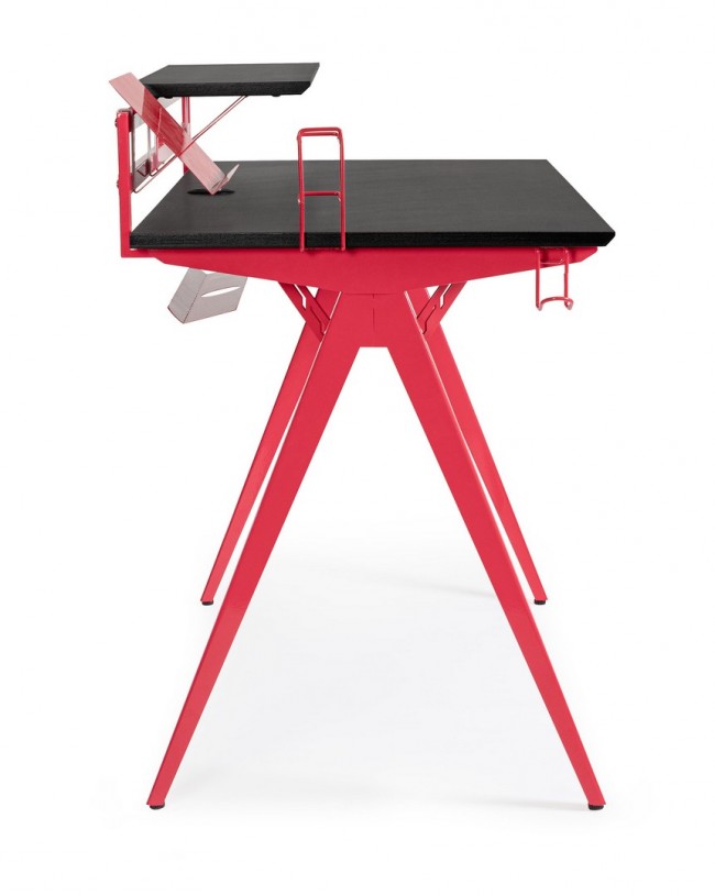 Scrivania Gaming 135,5x60x95 cm Gaming in MDF Rosso-Nero