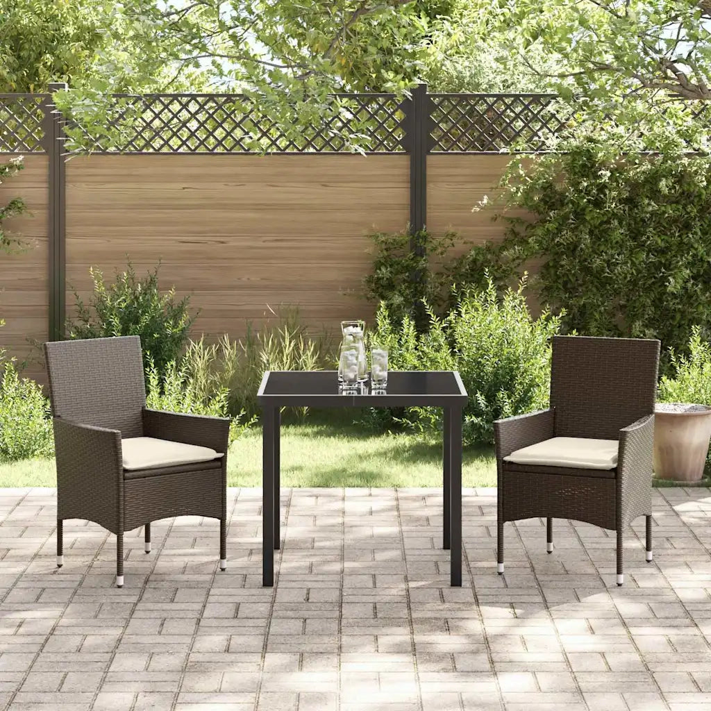 Set da Pranzo per Giardino con cuscino 3 pcs Marrone polyrattan 3379779