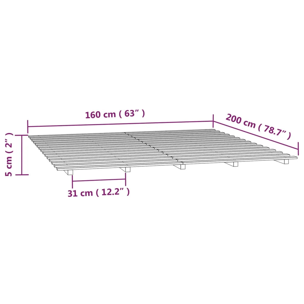 Giroletto senza Materasso 160x200 cm in Legno Massello di Pino 824578