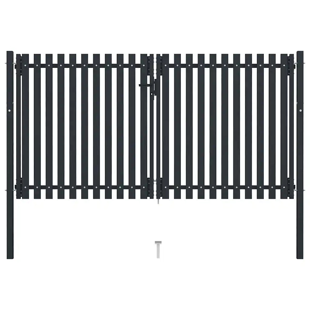 Cancello per Recinzione Doppio in Acciaio 306x200 cm Antracitecod mxl 129612