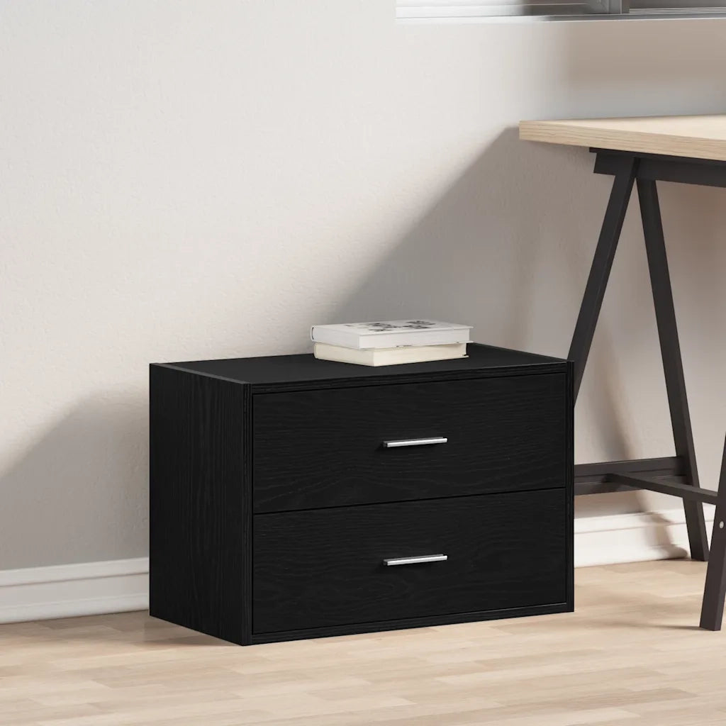 Armadio con 2 Cassetti Rovere Nero 60x31x40 cm in Truciolato 858823