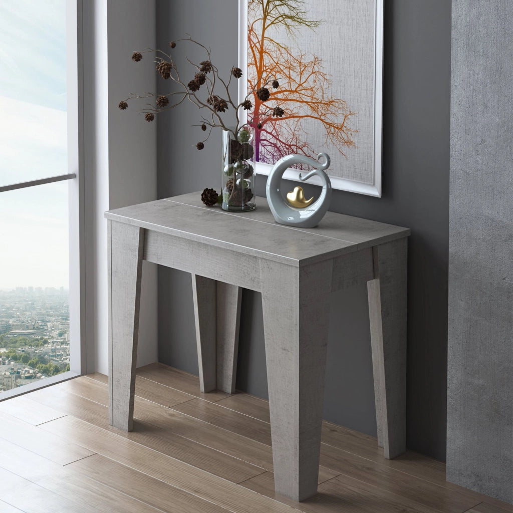 Gizio, Consolle Allungabile Allungabile, 305.6x90x75.2h cm Grigio Cemento
