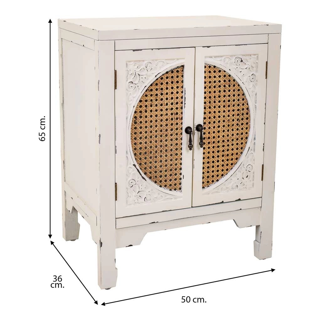 Comodino in legno bianco 50x36x65