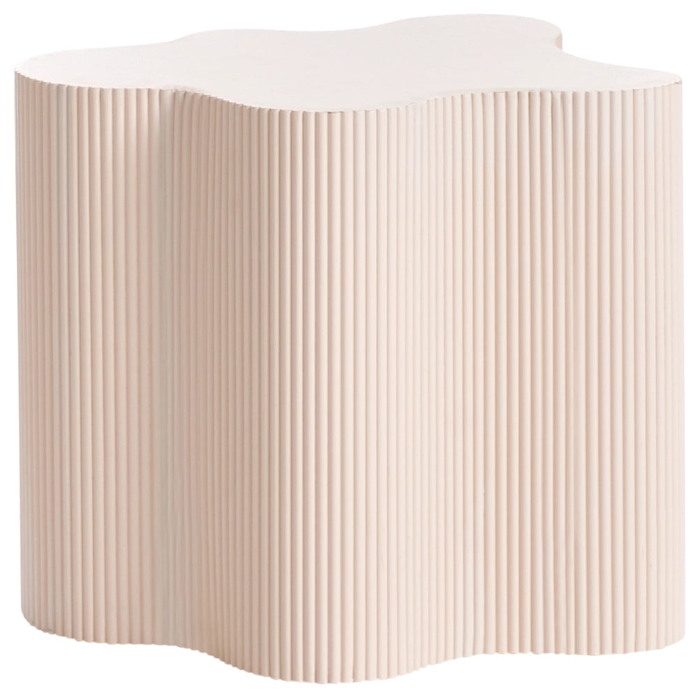 Tavolino con piano in MDF bianco design scanalato 40 x 50 cm Bianco Sporco stile moderno Soggiorno