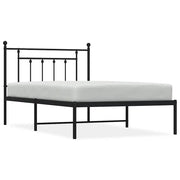Letto singolo | Letto per adulti | Giroletto con Testiera Metallo Nero 100x200 cm