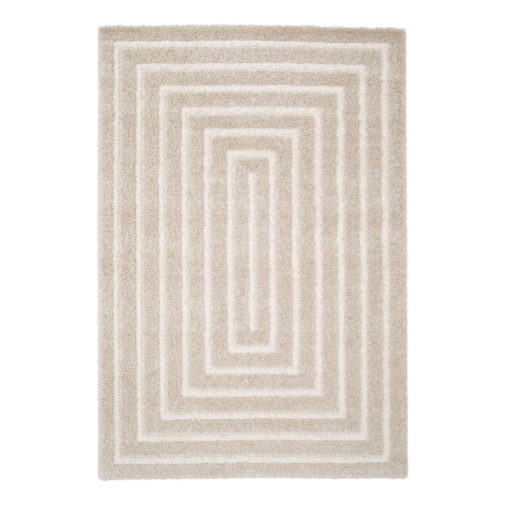 Tappeto da interno motivo rettangolare beige e crema