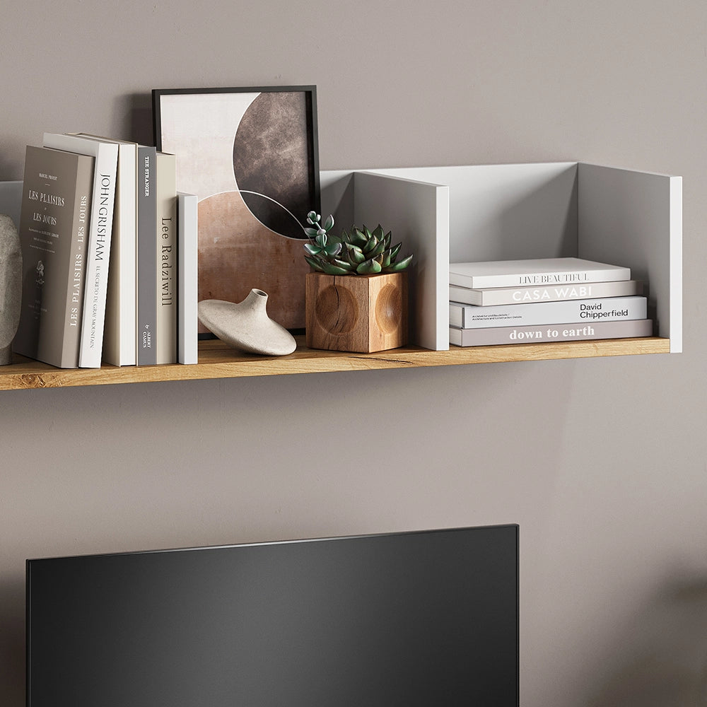 Vicco Libreria da parete Rovere bianco/dorato 90 x 20 cm