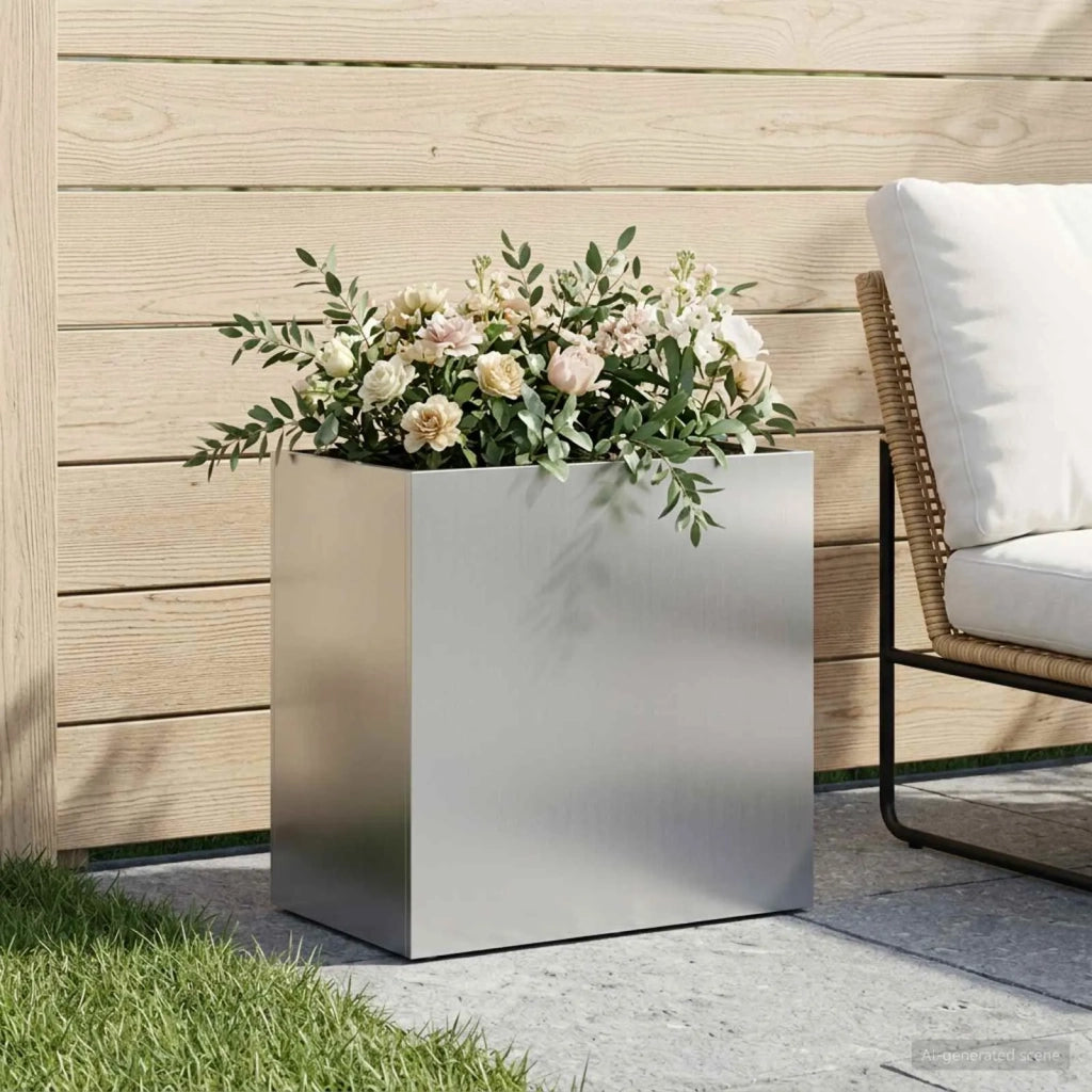 Vaso da giardino Argento 50 x 30 x 40 cm Acciaio zincato 8005522