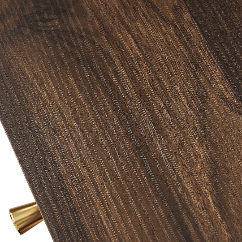 Credenza con 3 cassetti 2 ante e ripiano aperto in effetto noce con rattan e ripiani regolabili 120 × 40 × 85 cm