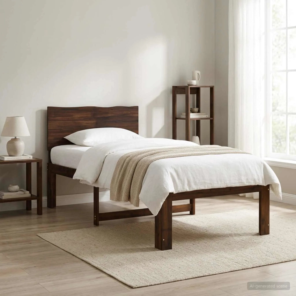 Letto Singolo con Testiera ROSTOCK Marrone Scuro 90 x 200 cm 903413