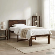 Letto Singolo con Testiera ROSTOCK Marrone Scuro 90 x 200 cm 903413