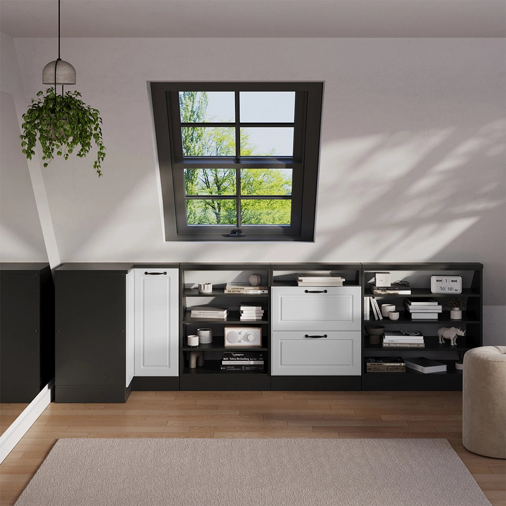 Mobile sottotetto Mobile angolare Rion Bianco rustico/Antracite 75.6 x 83.8 cm con 1 porta Vicco