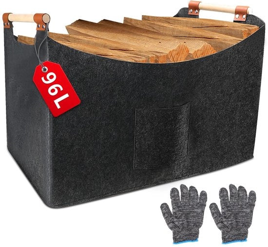Borsa di stoccaggio XXL 96 l - Borsa pieghevole - Tela - Manico in legno - Guanti - Resistente alle abrasioni e agli urti - Borsa di trasporto