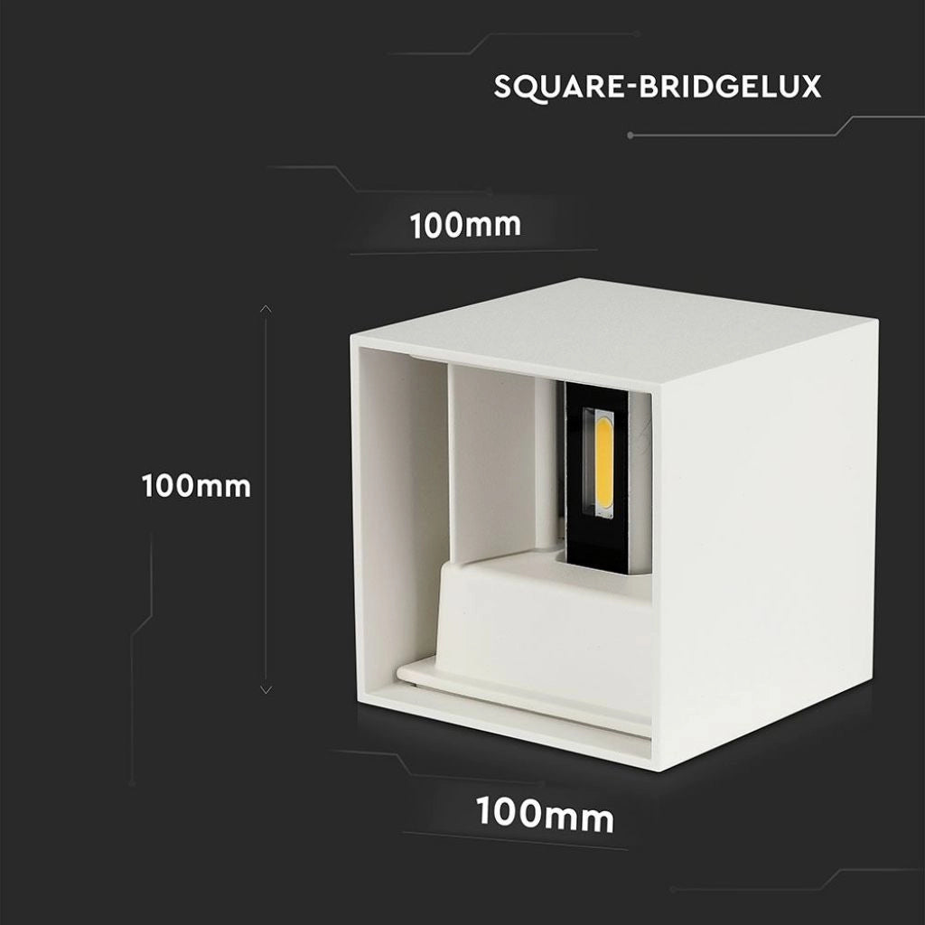 Lampada LED da Muro Quadrata Doppio LED COB 12W Colore Bianco Satinato Fascio Luminoso Regolabile 3000K IP65
