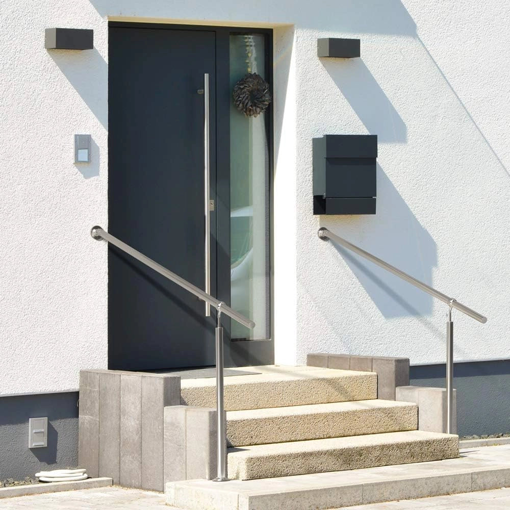 Ringhiera d'ingresso in acciaio 80cm interno esterno corrimano da parete