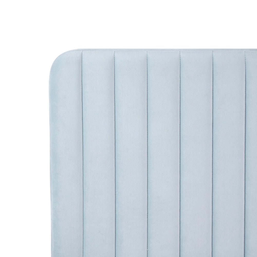 Letto con rete in velluto azzurro 180 x 200 cm testata imbottita gambe moderne in metallo