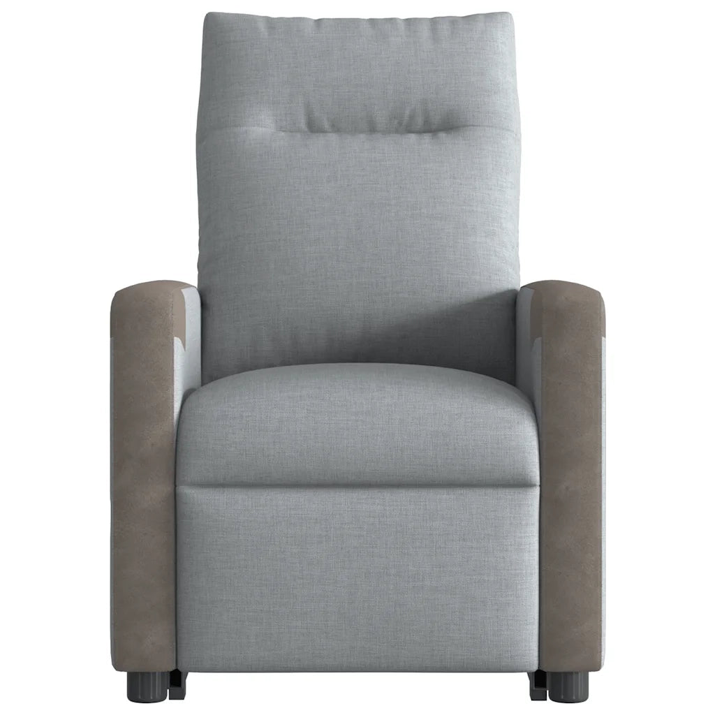 Poltrona | Sedia Relax Alzapersona Massaggi Reclinabile Grigio Chiaro Tessuto