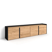Mobile TV Soggiorno, 207x50x35 cm, Per TV fino a 80", Mobile Soggiorno, Rovere e nero