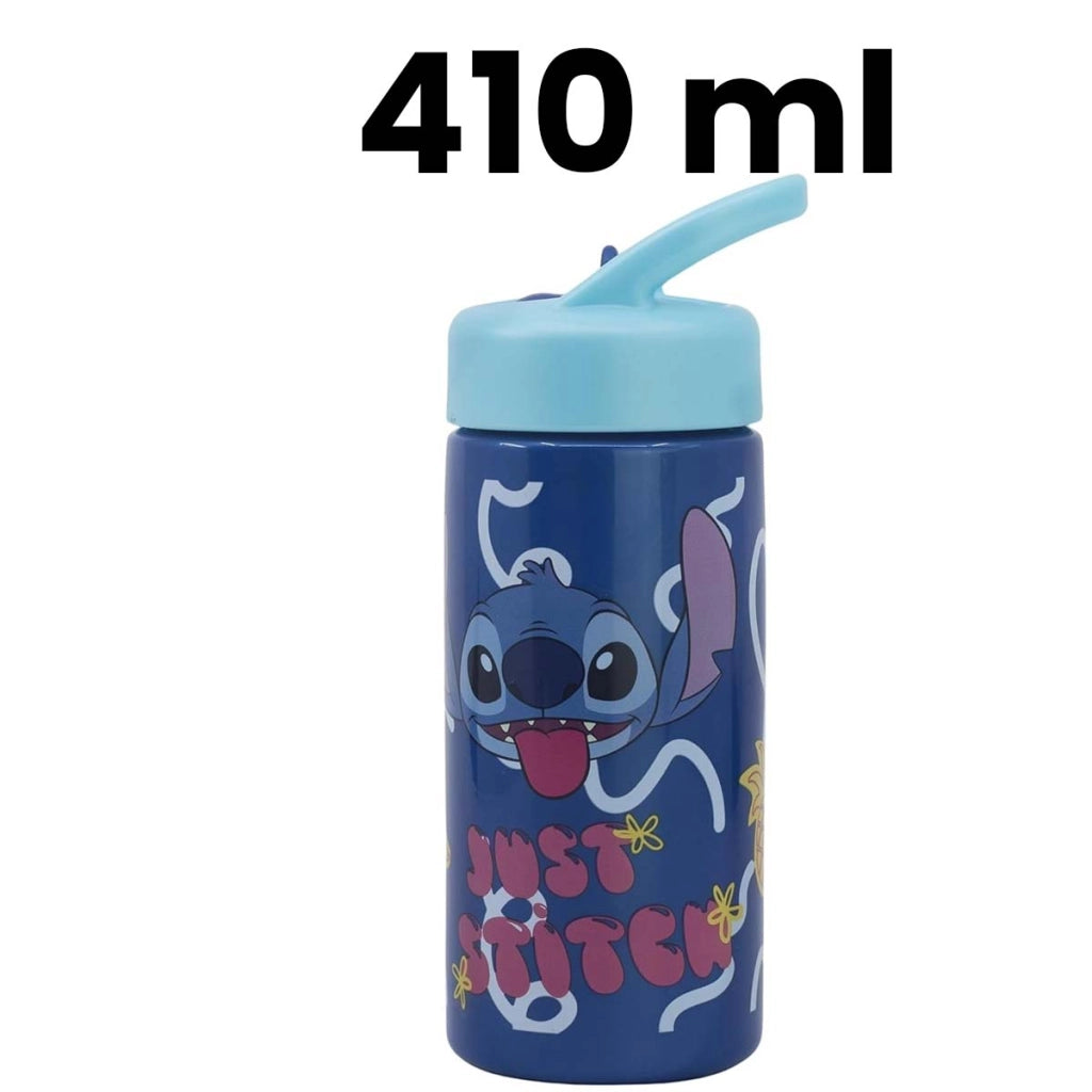 Borracca 410 ml Stitch per Bambini con Manico e Cannuccia Integrata Blu Disney