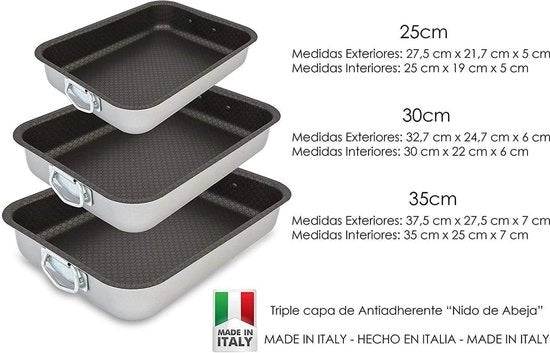 Rotisserie a Manubri | Laminato in Alluminio con Trattamento Antiaderente Triplo | 40 centimetri