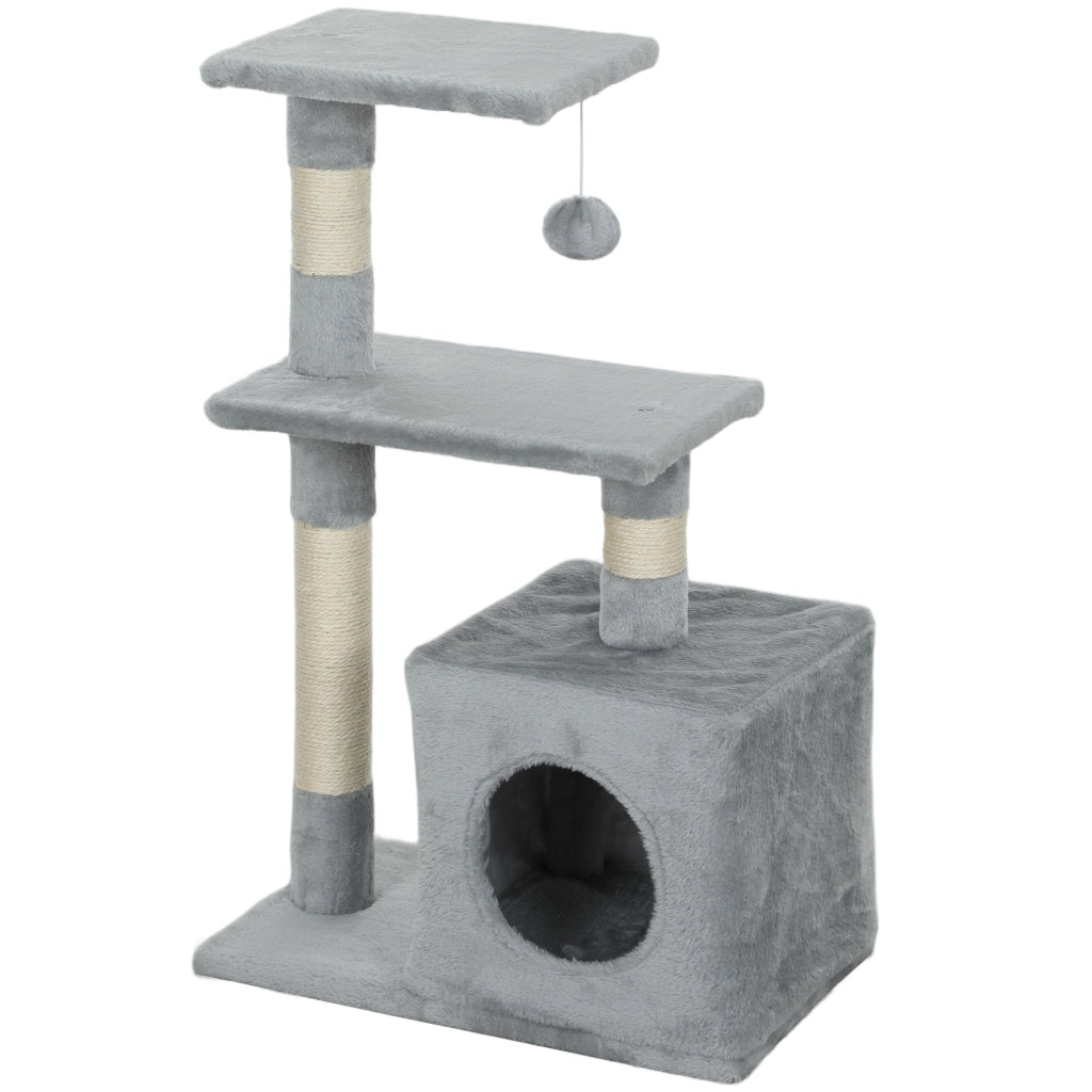 Tiragraffi per Gatti ¨C Xylo ¨C 81,5 cm con Piattaforme e Grotta Grigio