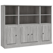 Buffet credenza cassettiera armadio mobile contenitore organizer per cucina soggiorno salotti 3 pezzi legno ingegnerizzato Sonoma grigio 02_0037182