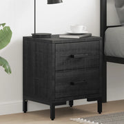 Comodino Nero 36x30x45 cm Legno Massello di Pino Riciclato cod mxl 30293