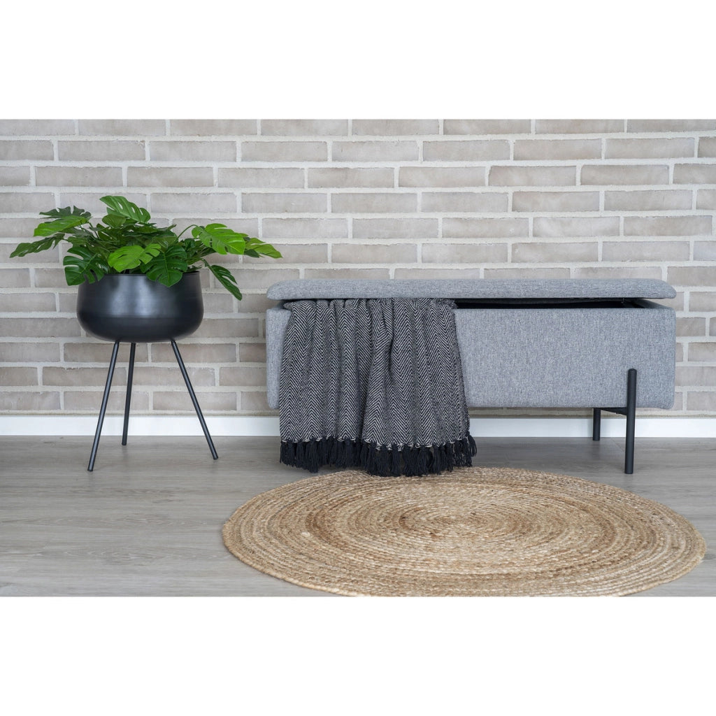 Panca con Portaoggetti Watford, Grigio, Poliestere, 36,5x95x43 cm