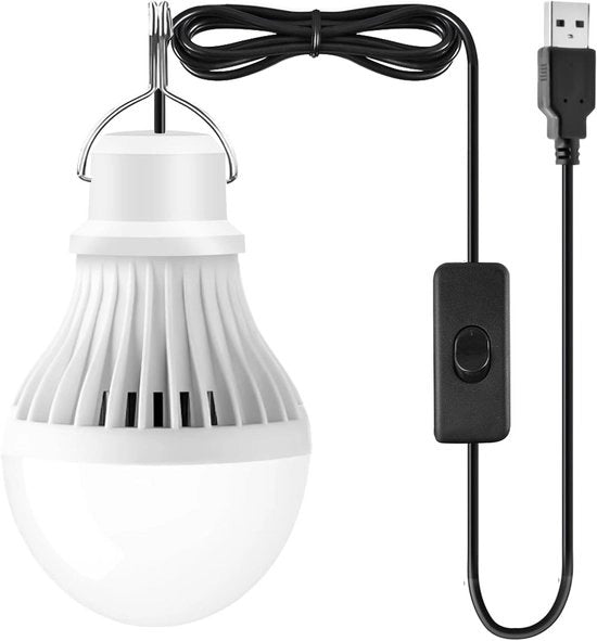 Lampada da campeggio LED - Ricarica via USB - 2 pezzi - Lampada da tenda con ganci - Alimentazione batteria - Lampada esterna portatile - Bianco 6500 K + Bianco caldo 3000 K