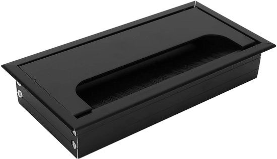 Punto di passaggio cavi in alluminio 160x80mm - Nero - Gestione cavi - Accessorio per ufficio - Organizzatore per scrivania - Punto di passaggio cavi