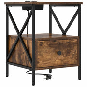 Comodino | Armadio da Notte | Mobiletto da notte con cassetto Rovere fum¨¦ 41,5 x 40,5 x 55 cm