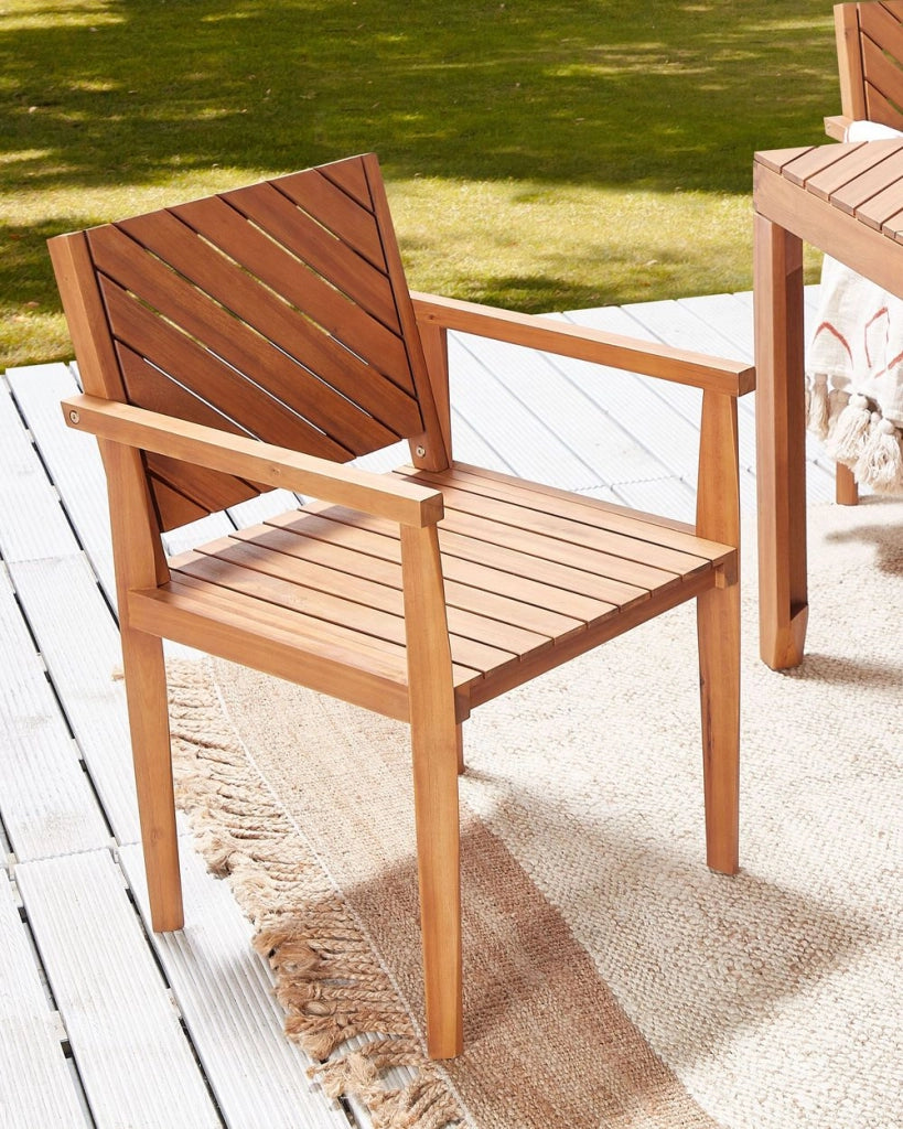 Sedia da giardino in legno di acacia con poggiabraccia stile tradizionale esterno giardino terrazzo