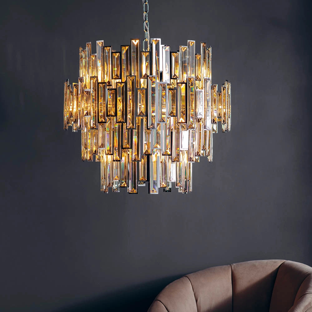 Lampadario Viviana Endon cristallo champagne 15xE14
