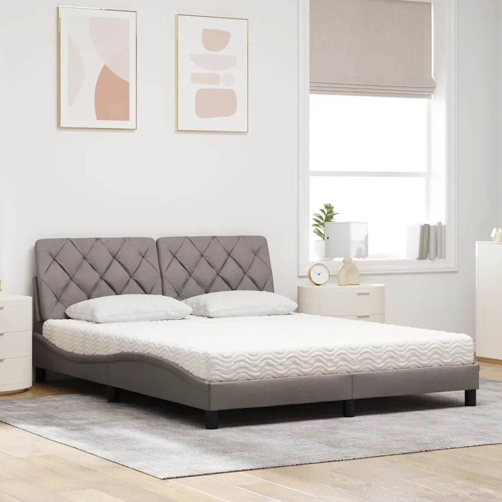 Letto con Materasso Tortora 160x200 cm in Tessuto