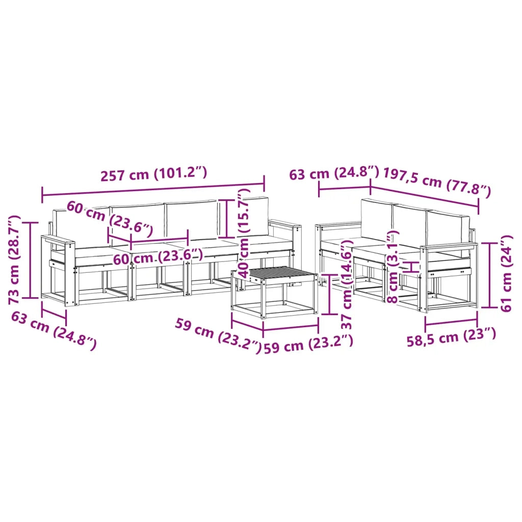 Set di divani da esterno 7 pz 3387356