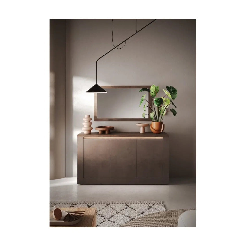 Buffet SASHA – 3 porte con LED – Bronzo e piano in legno Mercurio