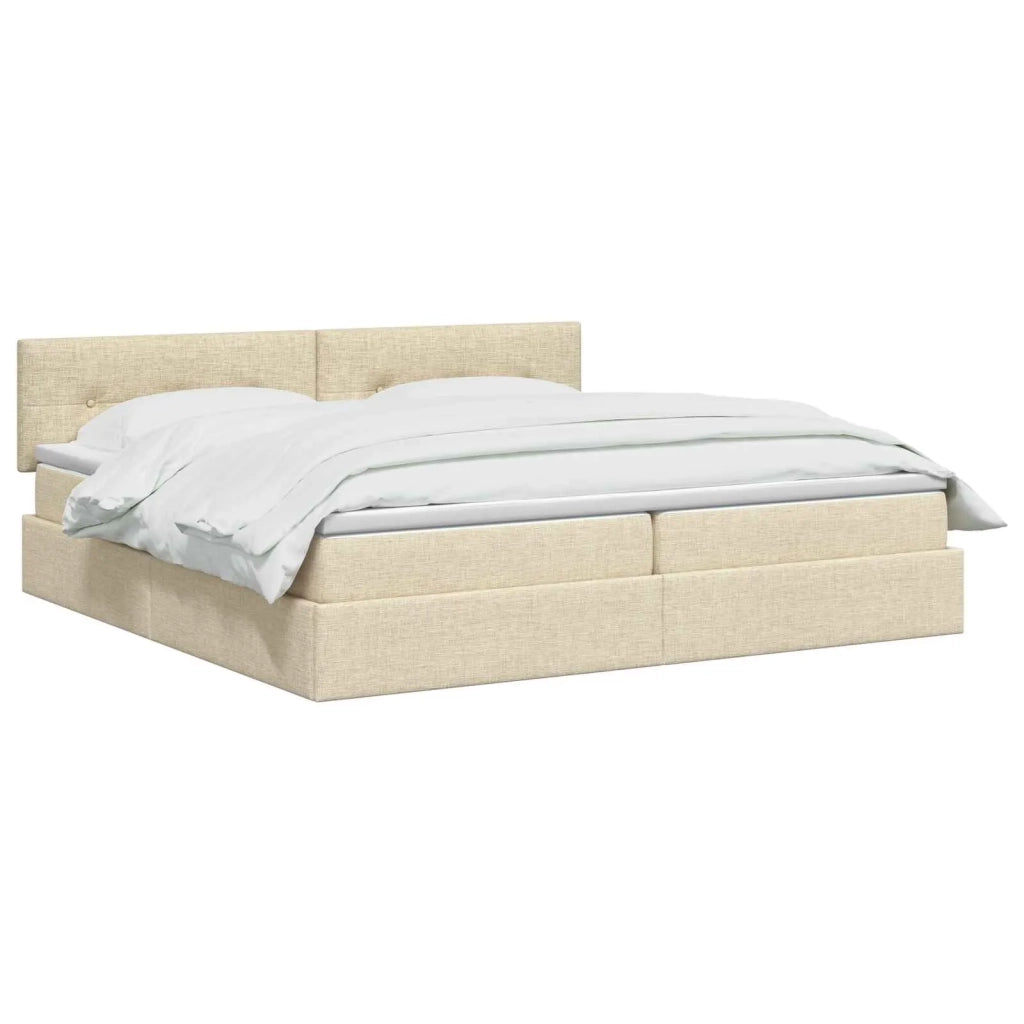 Letto con contenitore e materasso Crema 200 x 200 cm Velluto 3458647